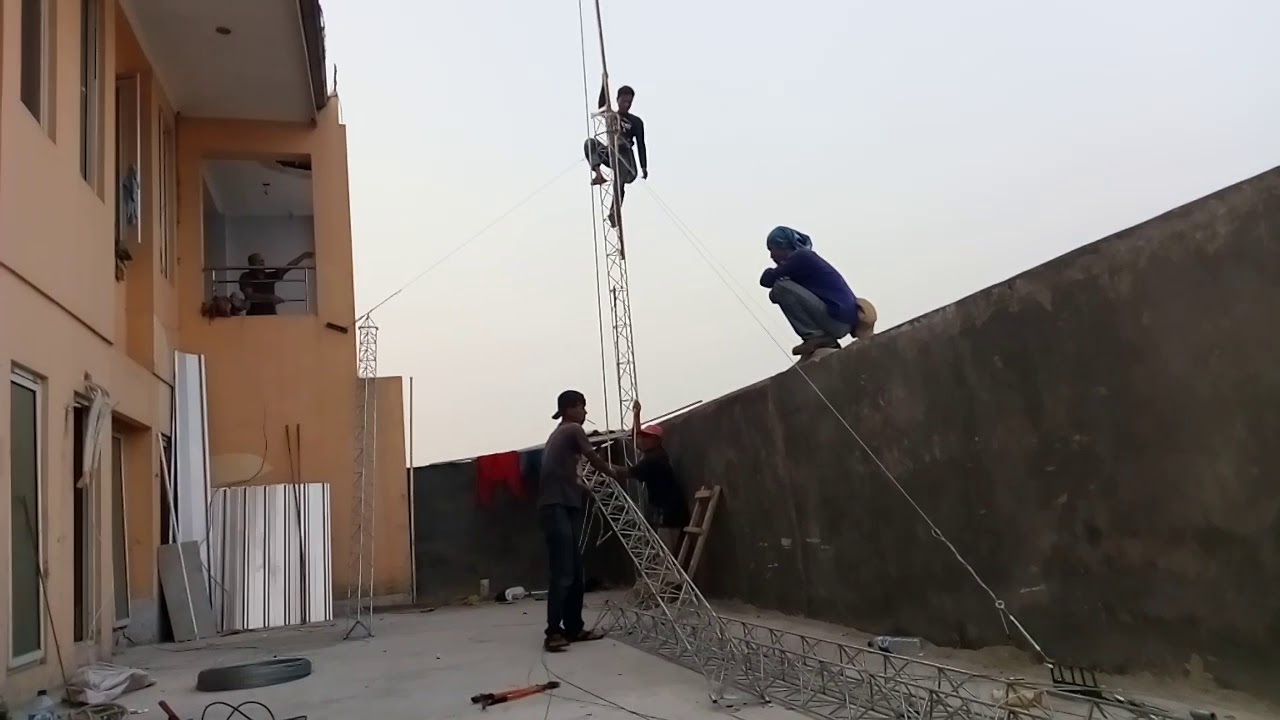 Guyed Wire Tower Triangle Erection Part-1