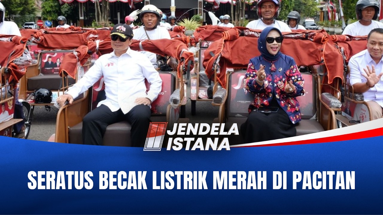 100 Becak Listrik Merah Berjejer Rapi di Pacitan, Simbol Transportasi Ramah Lingkungan