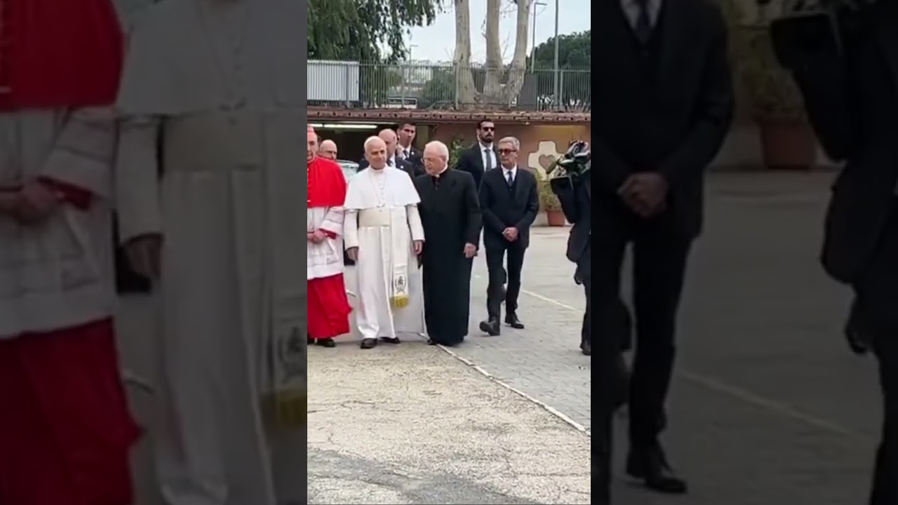 Pope Leo XIV arrives at the oratory of the Ascension of Our Lord Jesus Christ at the#Quarticciolo