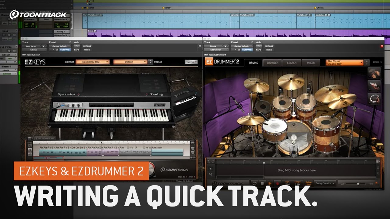 Writing with EZkeys and EZdrummer 2