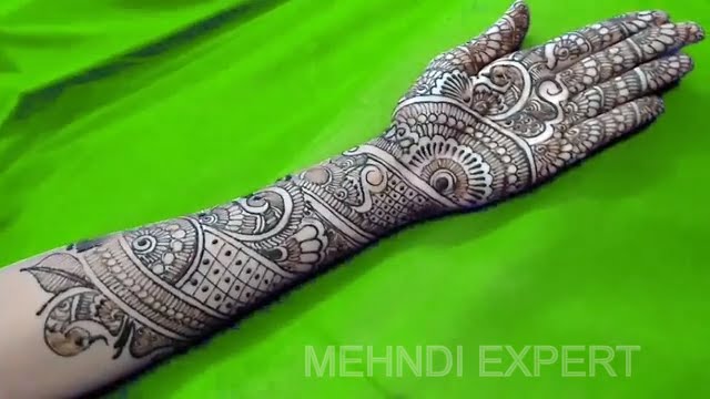 Traditional Bridal cool henna or Mehndi design for hand ★ Step by Step tutorial