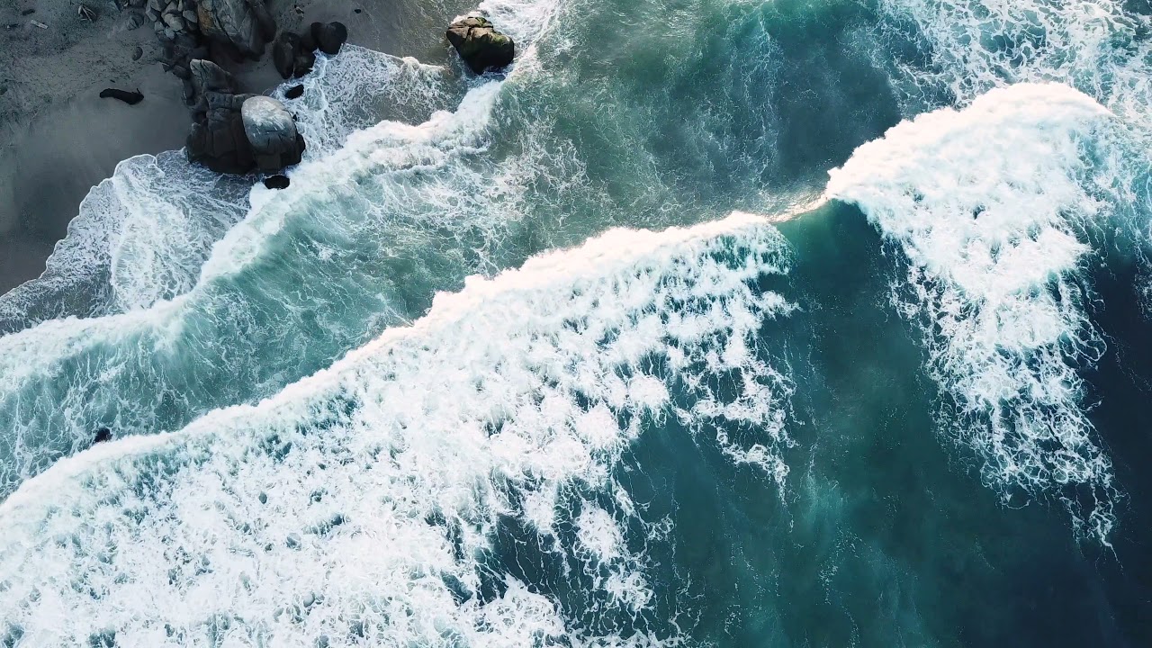 Drone Video of Beach Waves (Free Stock Videos)