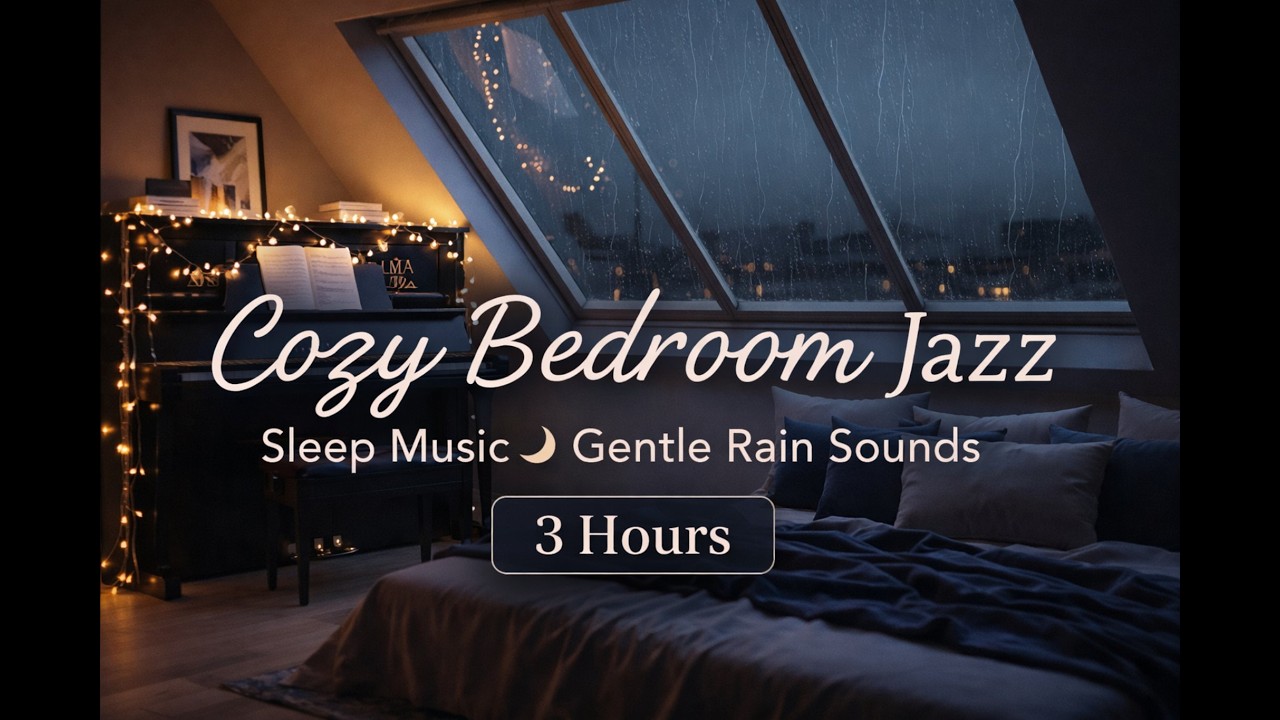 Cozy Bedroom Jazz 🌙 Sleep Music with Gentle Rain Sounds (3 Hours)