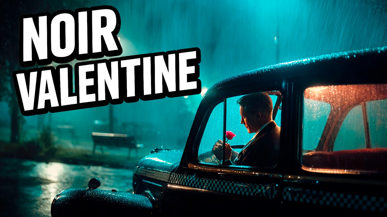 Noir Valentine Jazz for Night Rides 💘🌧️ Cinematic Set • Rose at Foggy Window