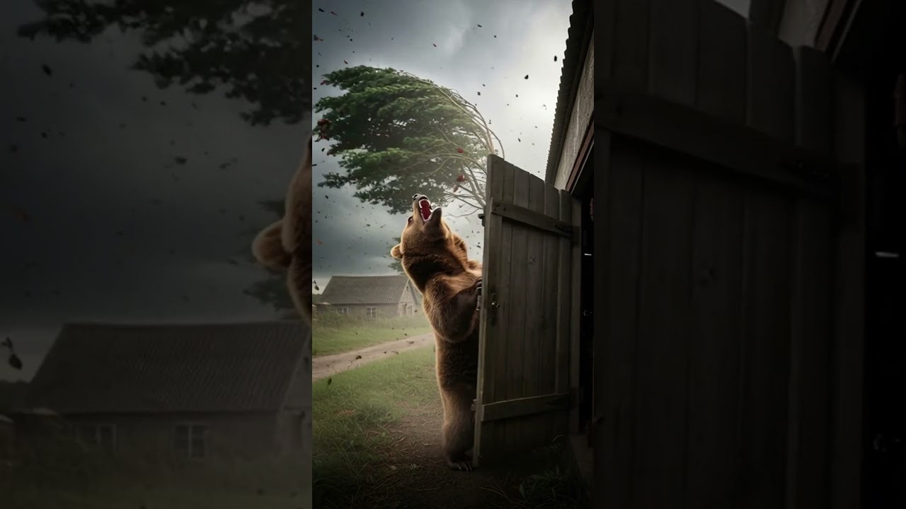 This Bear Panicked When the Wind Hit#bear #animals #windstorm