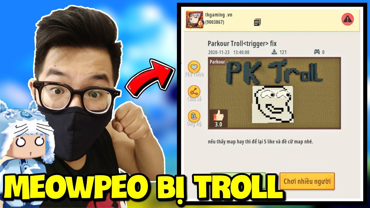 Meowpeo suýt đập màn hình vì Map Parkour siêu Troll siêu cay trong Mini World