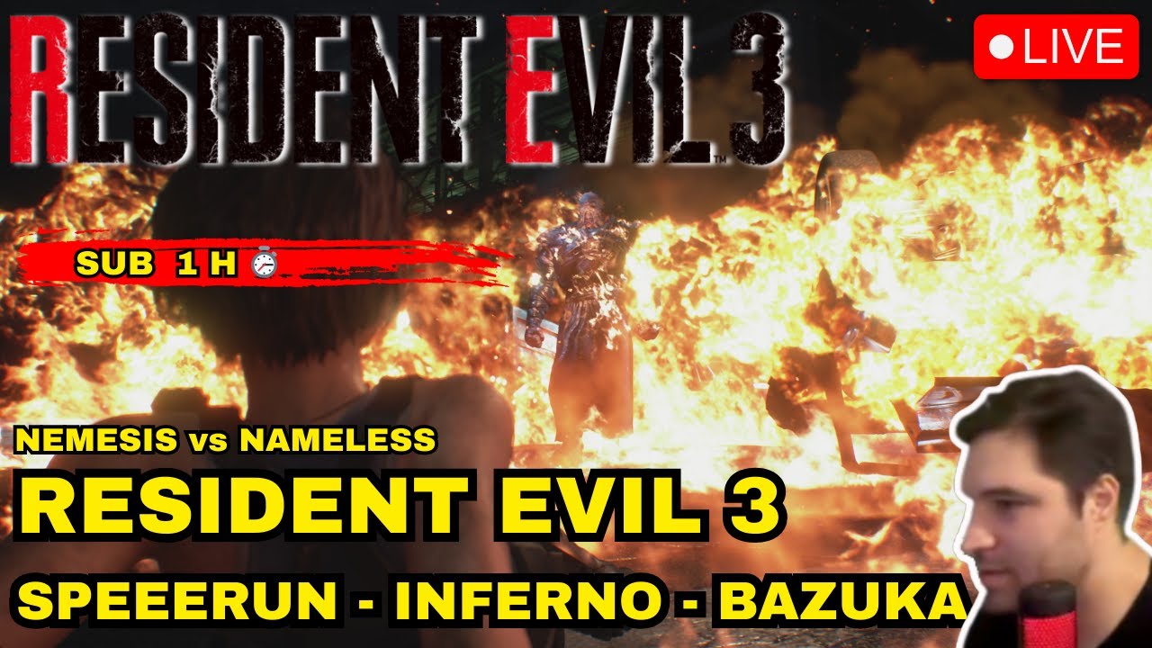 RESIDENT EVIL 3 MODO INFERNO | BAZUKA | NO SAVE - NEMESIS vs NAMELESS | SPEEDRUN SUB 1H