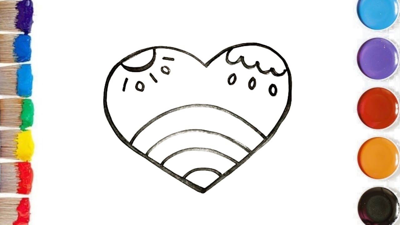 Coração ❤️ Sol 🌞 Chuva 🌧️ Arco-íris 🌈 desenho colorir pré-escola