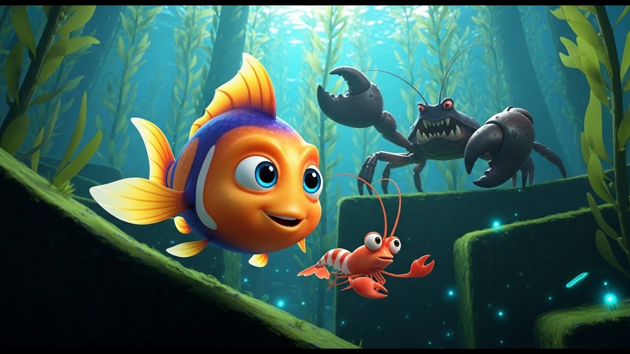 Finn’s journey leads him to a vast kelp forest: Outsmarting the Giant Crab!