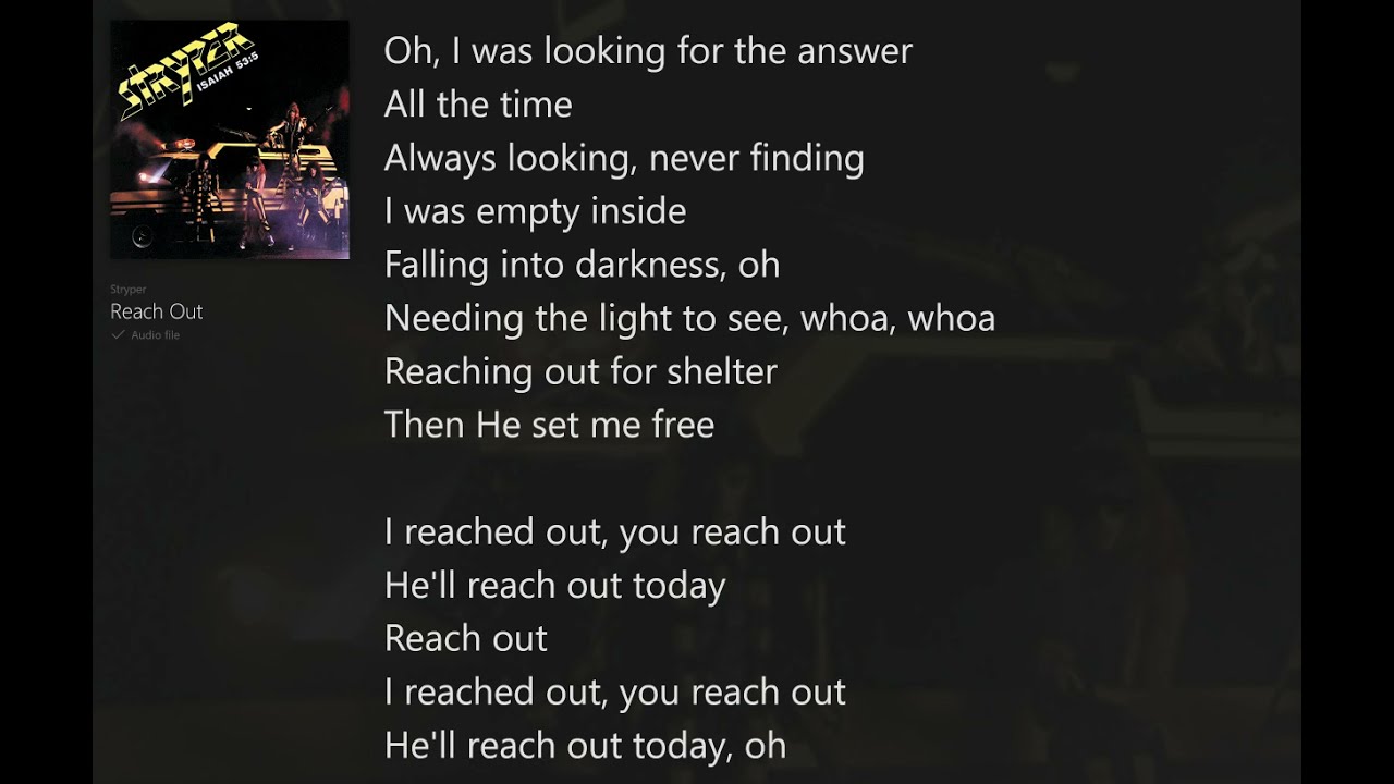 Reach Out (with Lyrics) Stryper/Soldiers Under Command