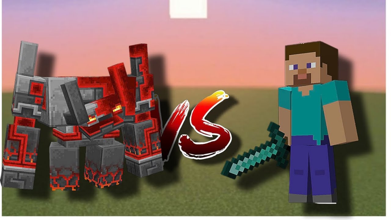 Ancient golem Leader vs me Minecraft bedrock 