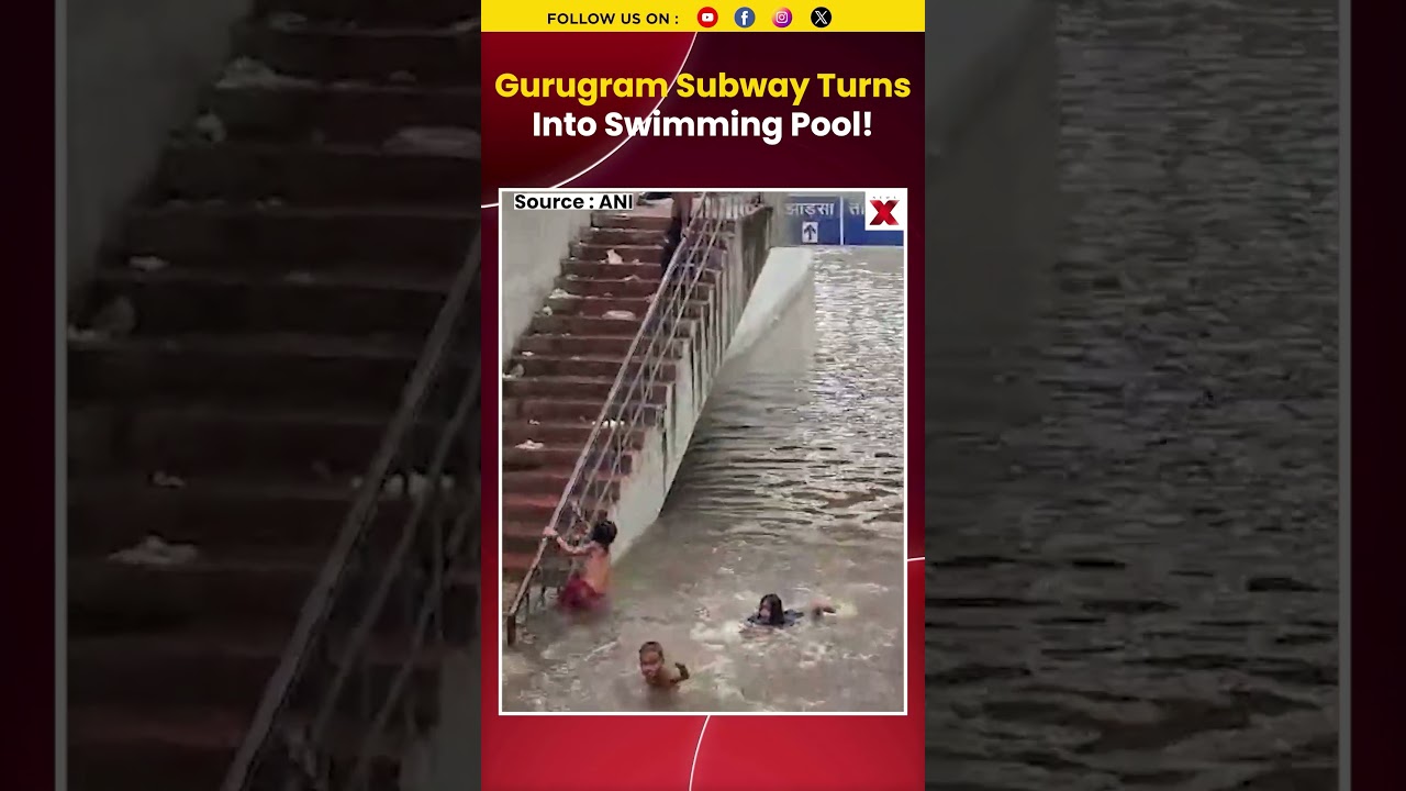Gurugram Rajeev Chowk Subway Turns Into Swimming Pool After Heavy Rain