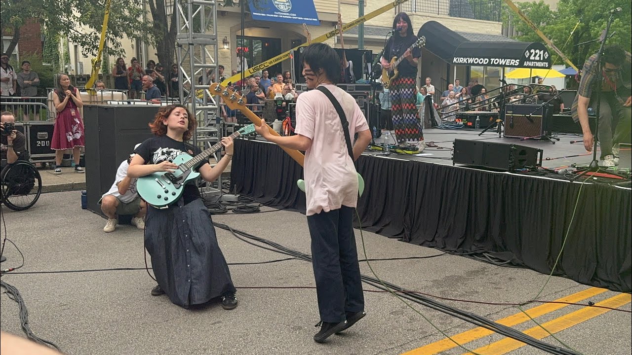 The Linda Lindas ROCKING downtown Bloomington, IN ~ hopping off the stage off shredding  🎸✨