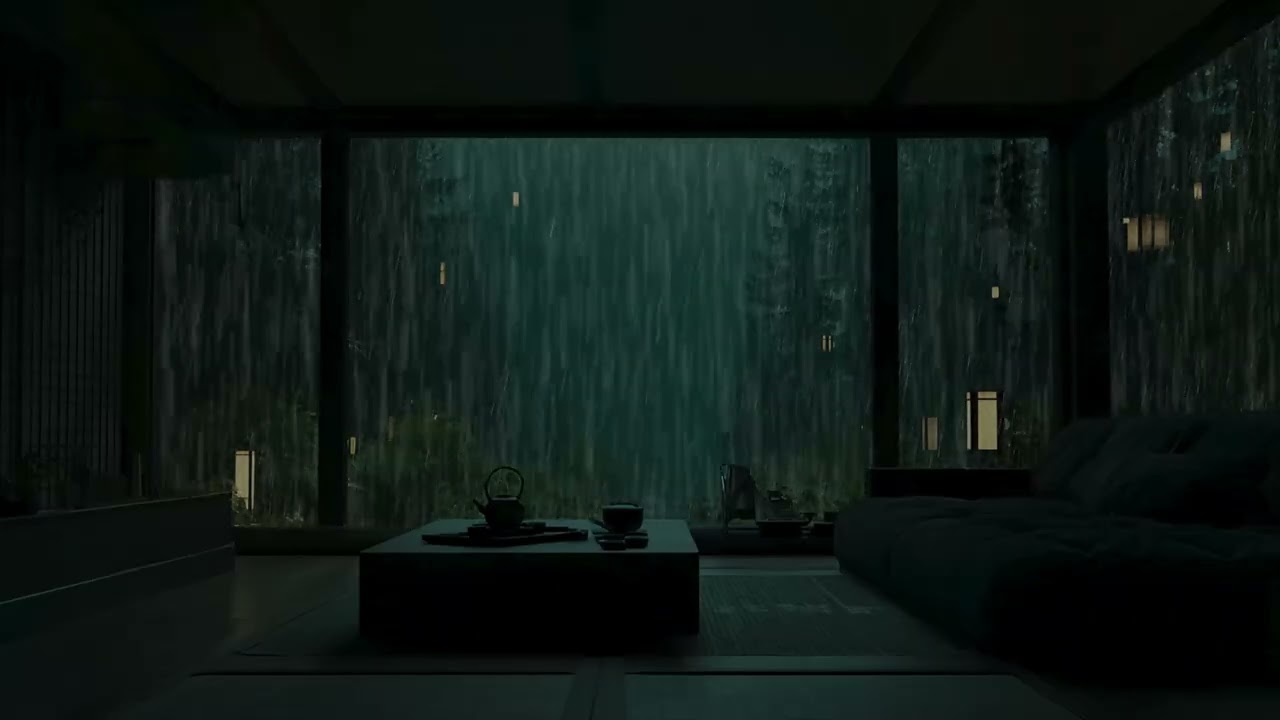 3 Hours of Heavy Rain in a Cozy Forest Room | Relaxing Rain Sounds for Deep Sleep and Calm 4K