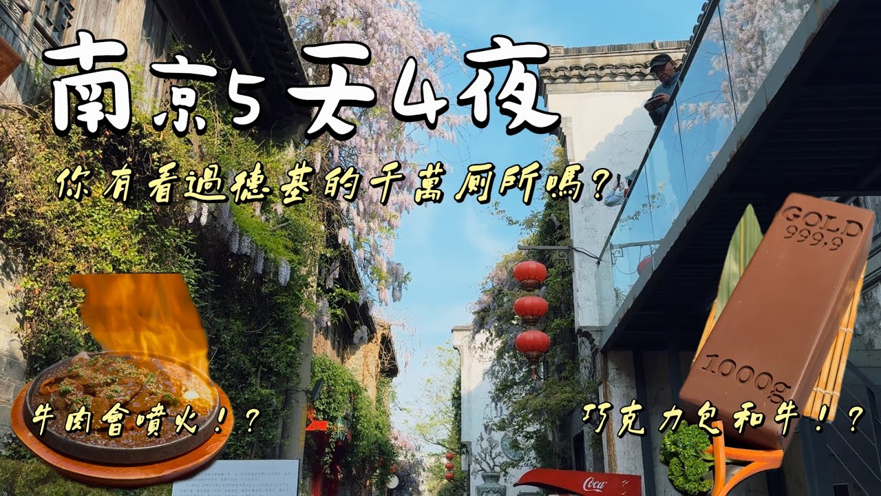 【江蘇南京🇨🇳5天4夜】（ENG SUB) 20000台幣可以去南京自由行？你有看過德基千萬打造的廁所嗎？巧克力🍫裡面竟然包和牛🥩！？夫子廟→老門東→新街口→德基廣場→1912街區→南京大學NJU