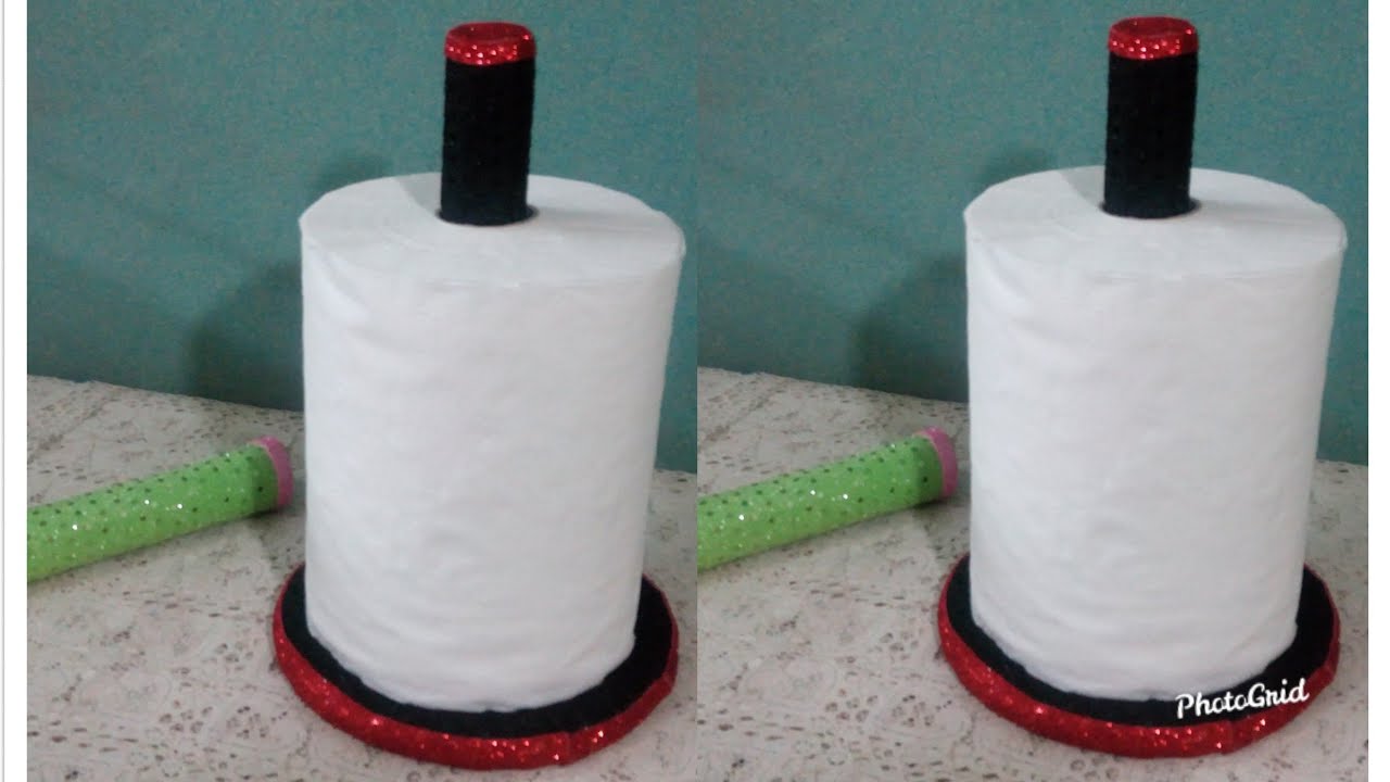 فكرتين لعمل حامل ( استاند) مناديل المطبخ سهل وبدون اي تكلفة/DIY How to make a  paper towel/ Holder