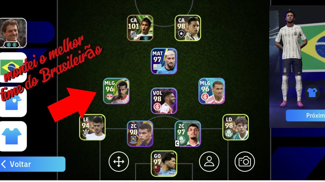 Montei o melhor time do Brasileirão no efootball 26