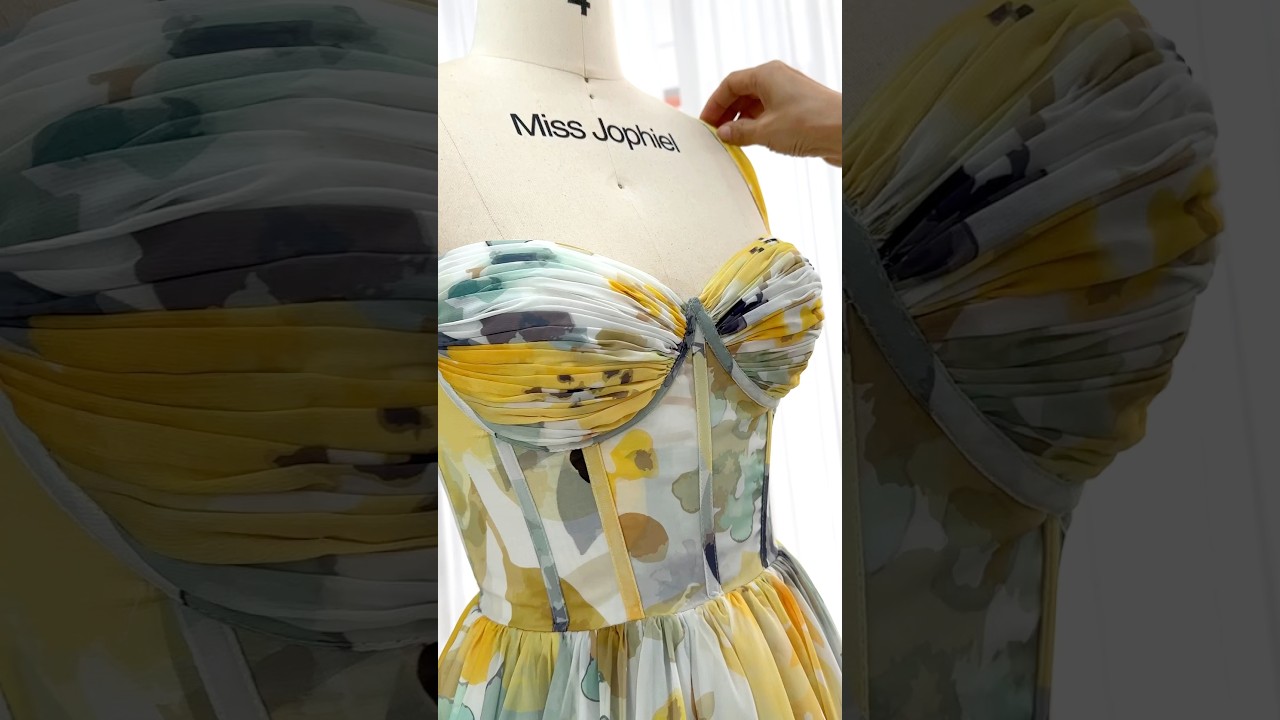 Making a corset floral print chiffon long prom dress #sewing #dress #fashion #promdress #wedding