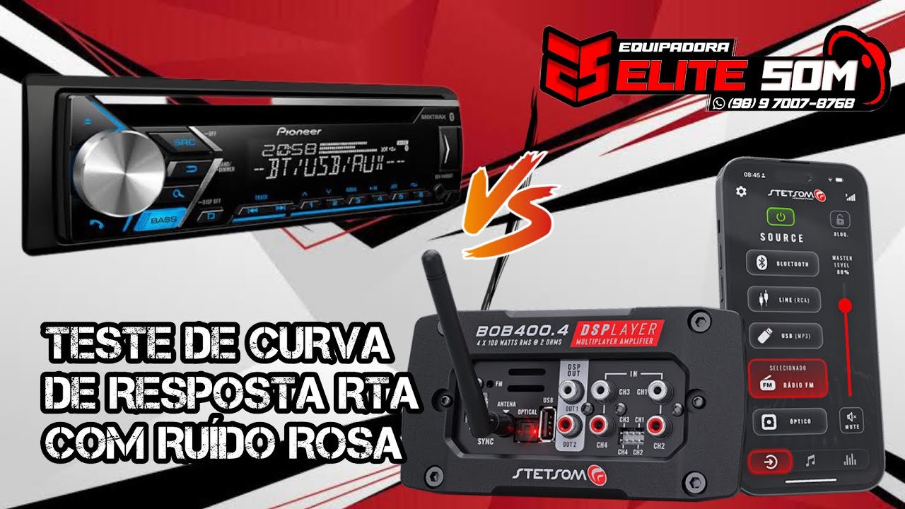 BOB 400.4 DSPlayer X Pioneer 4080BT, teste de curva de resposta com ruído rosa