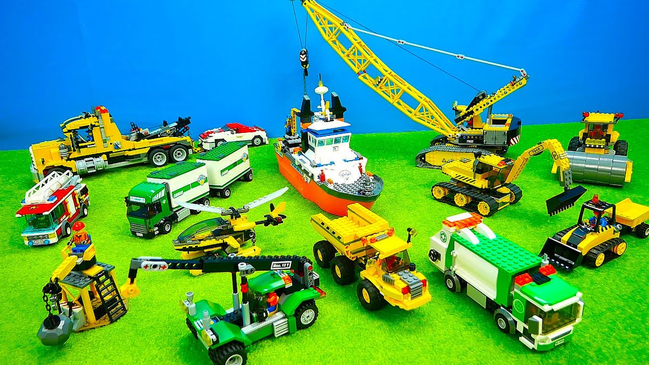 Spielzeugautos für Kinder, Bagger, Laster, Kran & Abschleppauto, Dumper, Müllauto, Küstenwache, Lego
