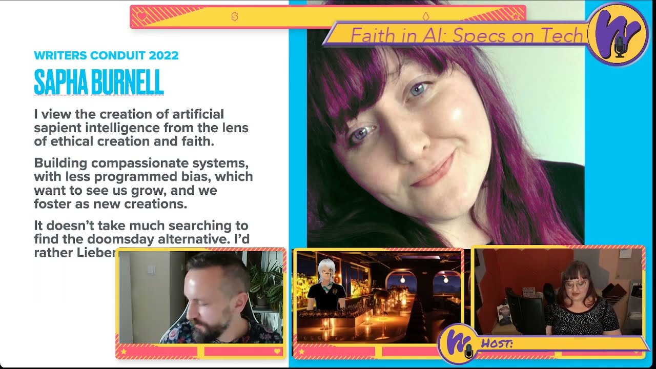 Writers Conduit 2022: Faith in AI Panel Discussion Lukasz Drobnik Runed Writer Sapha Burnell