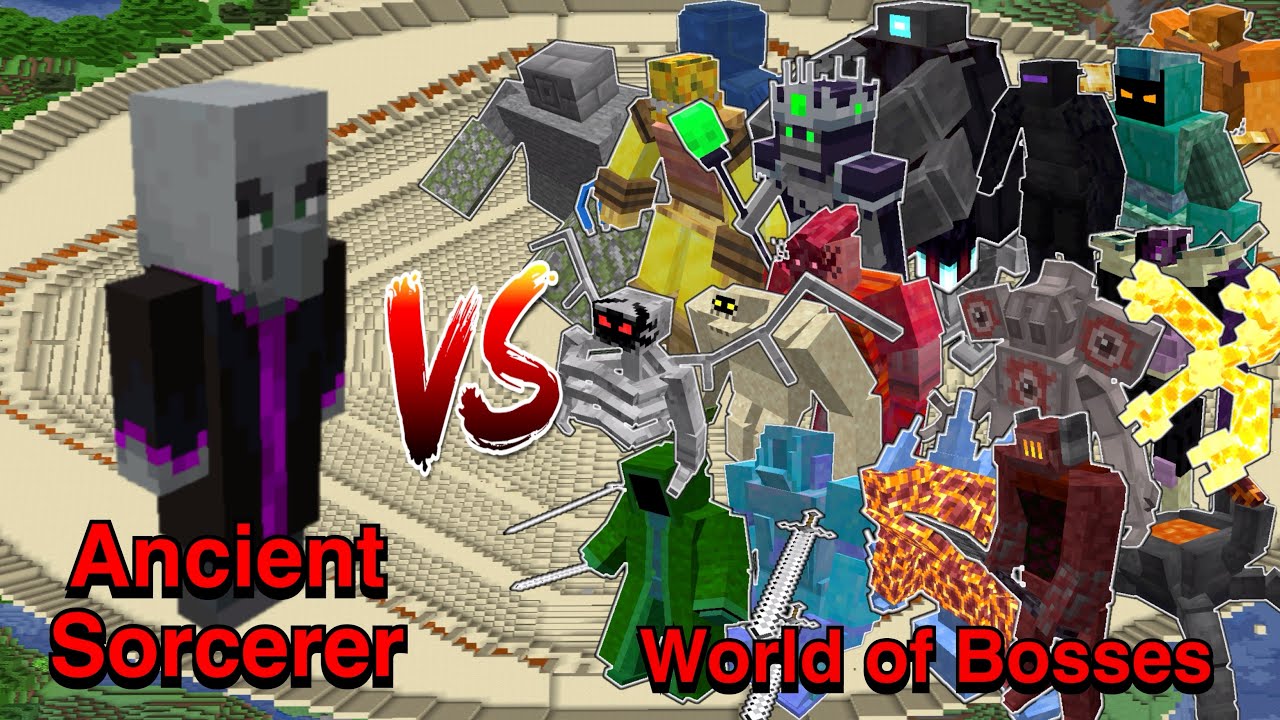 Minecraft |Mobs Battle| Your Requests| Ancient Sorcerer (Leo's Bosses) VS World of Bosses