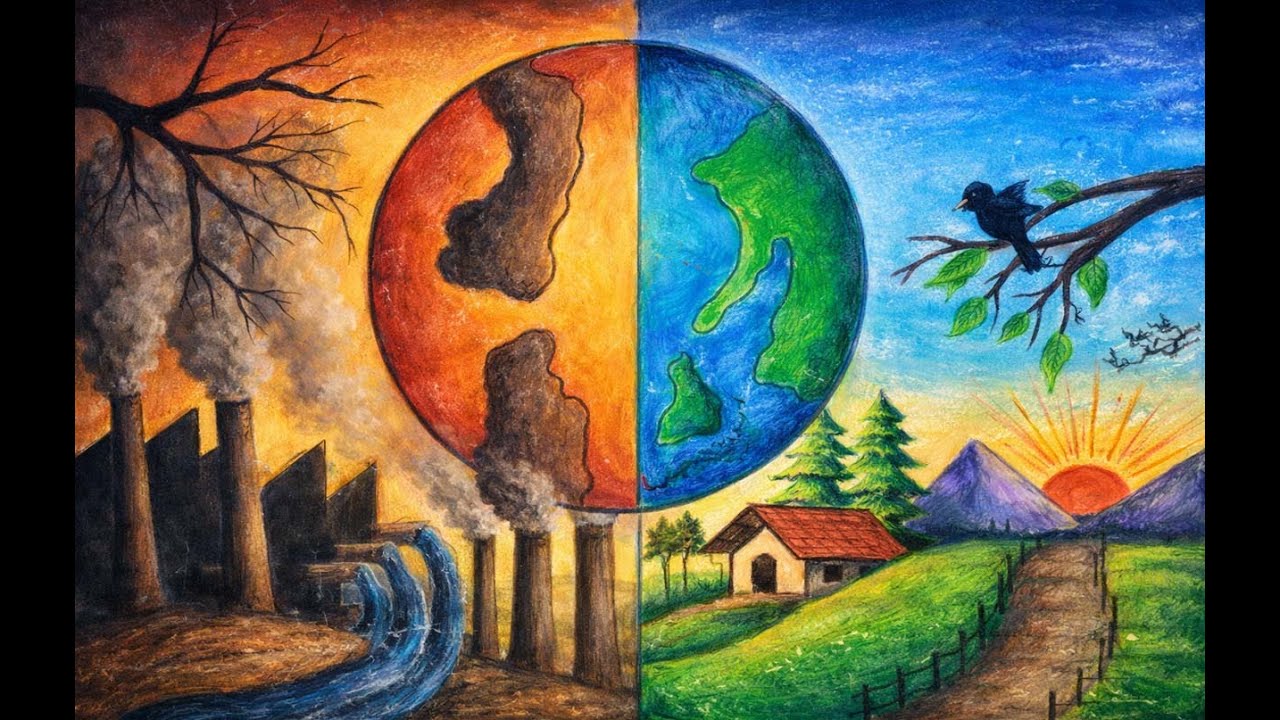 Global Warming Poster Drawing || Earth Day Drawing || Save Earth Drawing || Save Environment Poster