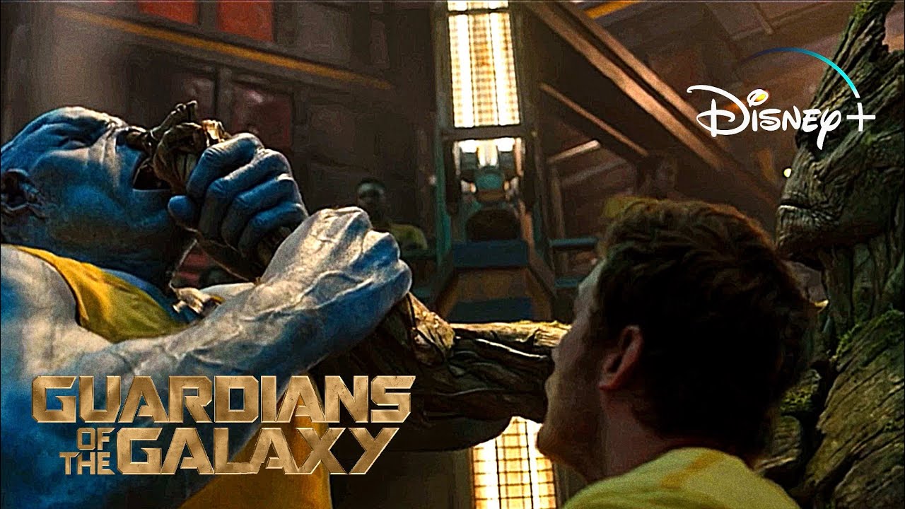 Guardians Of The Galaxy | Groot Attacks Monstrous Inmate Scene | Disney+ [2014]
