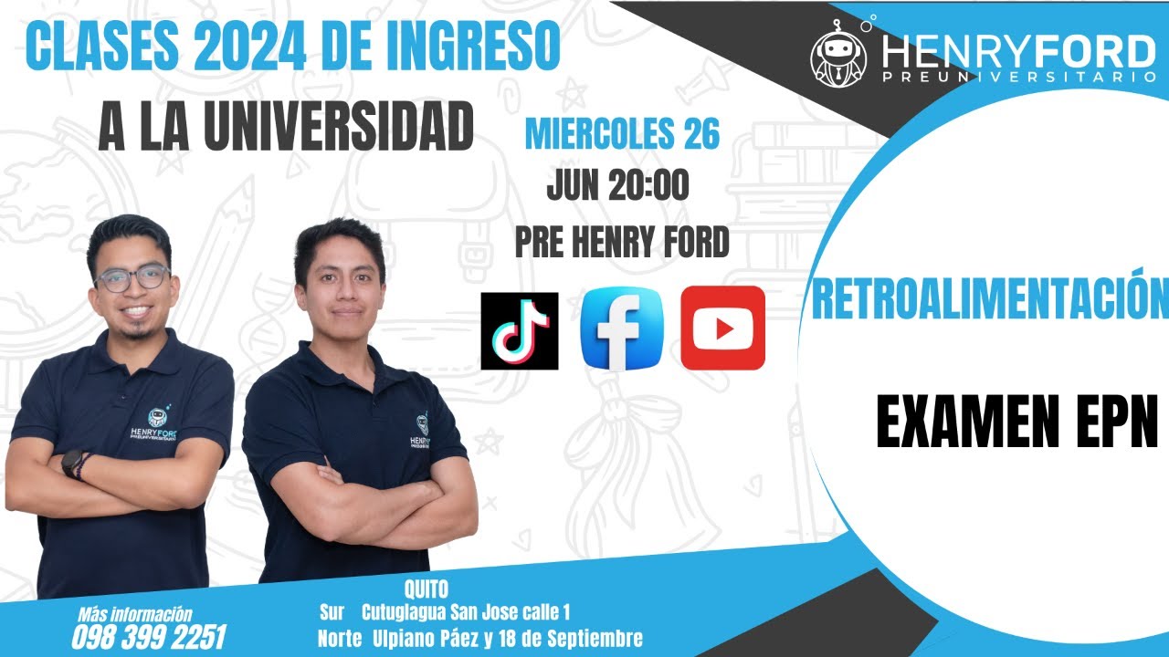 Retroalimentación Examen EPN-  Ingreso a la Universidad 2024 |Clase N°15