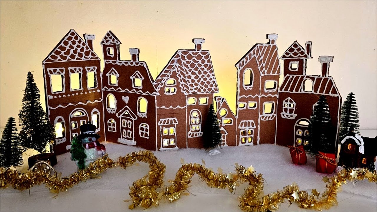Cardboard gingerbread Christmas village /Very easy to make