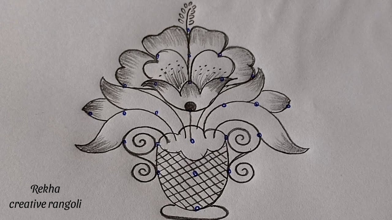 easy flower wash kolam | creative flower rangoli | latest rangoli designs @Rekha creative rangoli