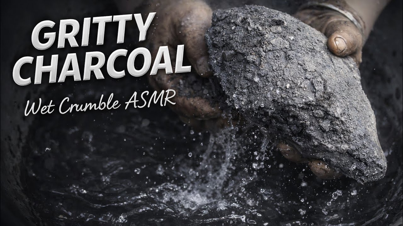 Gritty Charcoal Crumbling in Dark Water | Extreme Wet ASMR