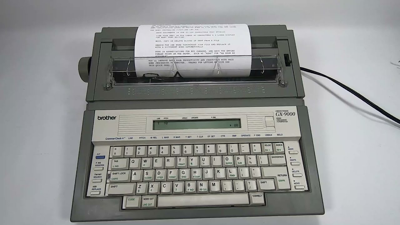 Brother GX 9000 Word Processing Correctronic Typewriter Ebay Demonstration Video
