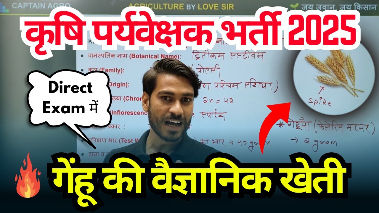 कृषि पर्यवेक्षक भर्ती 2025 | Cultivation of Wheat (गेहूं की वैज्ञानिक खेती)