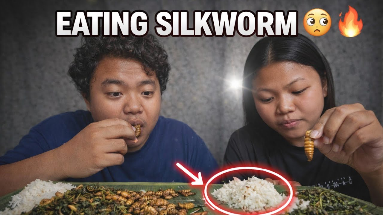 Silkworm Mukbang | Food Eating ASMR | With Sister#food 