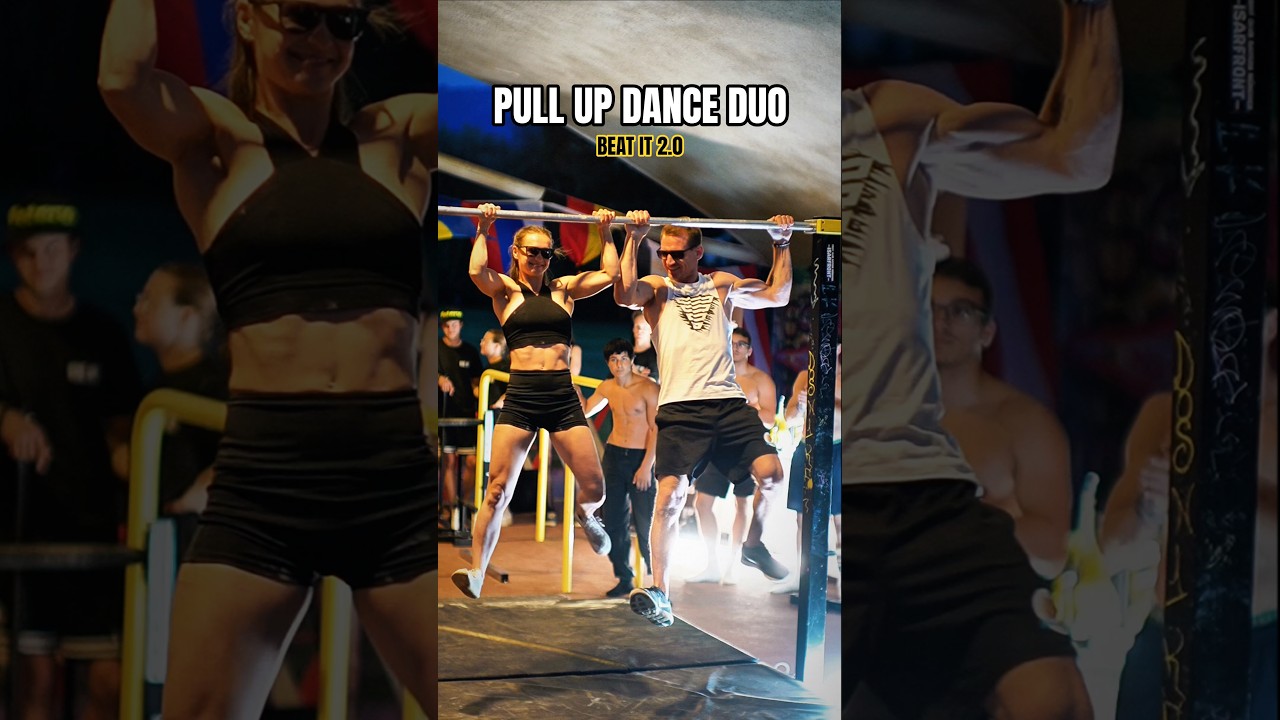 BEAT IT 2.0🎵 Sync. Pull Up Dance Duo😎 #pullups #pullupdance #calisthenics #bardance #shorts #austria