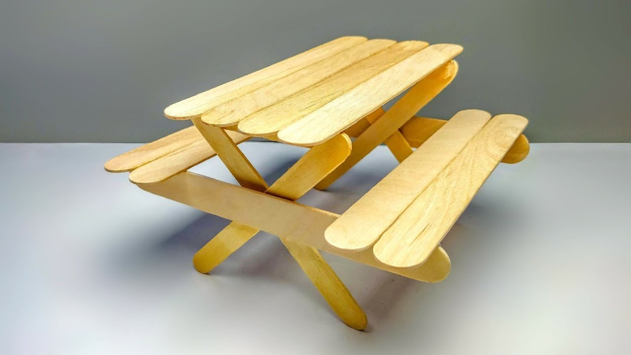 How To Make A Picnic Table And Bench Out Of Popsicle Stick