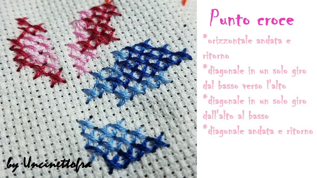 punto croce (punti in orizzontale ed in diagonale)