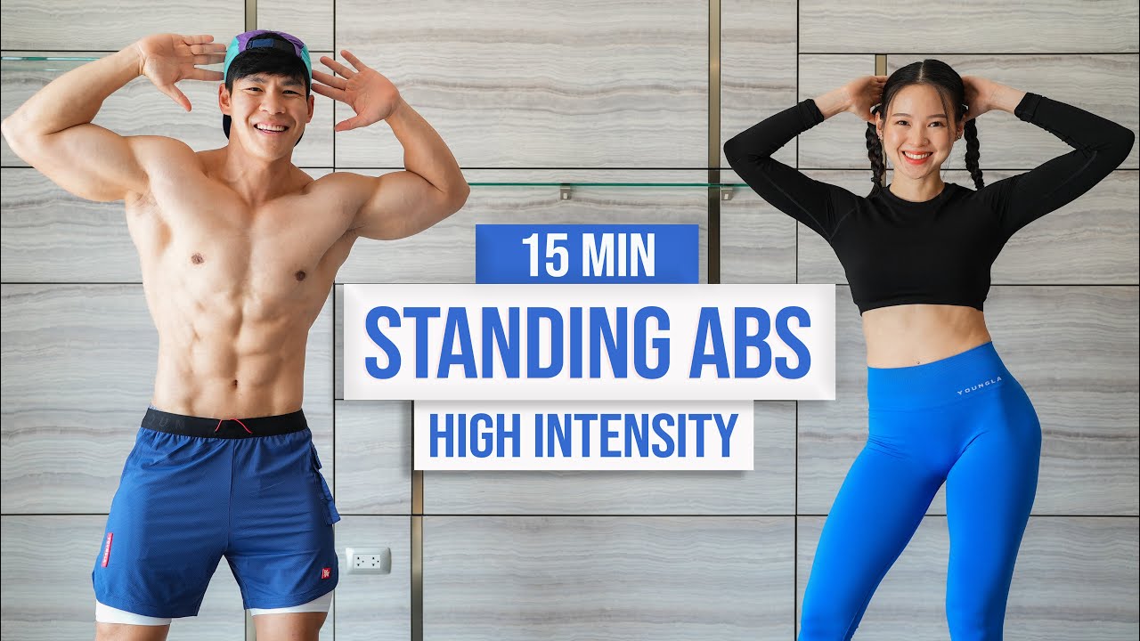 15 MIN STANDING ABS FOR BEGINNERS I with cool down, no repeats, no equipment