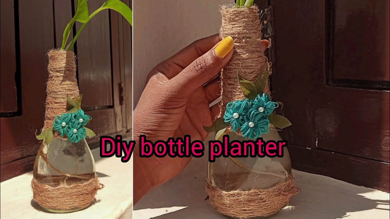 Diy simple bottle planter #ecocraft #diy #handmadeplanter 