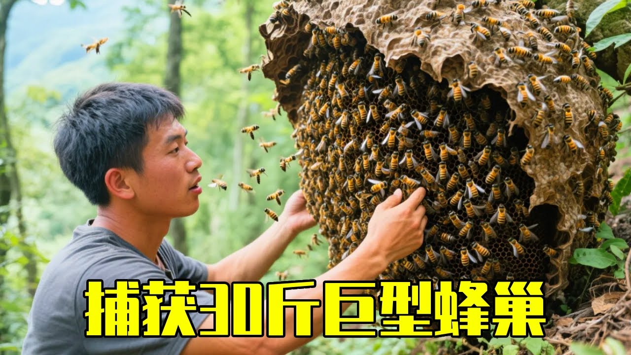 小成哥再破记录！超大巨型30斤蜂巢！数百万虎头蜂全部捕获！#蜜蜂#虎头蜂