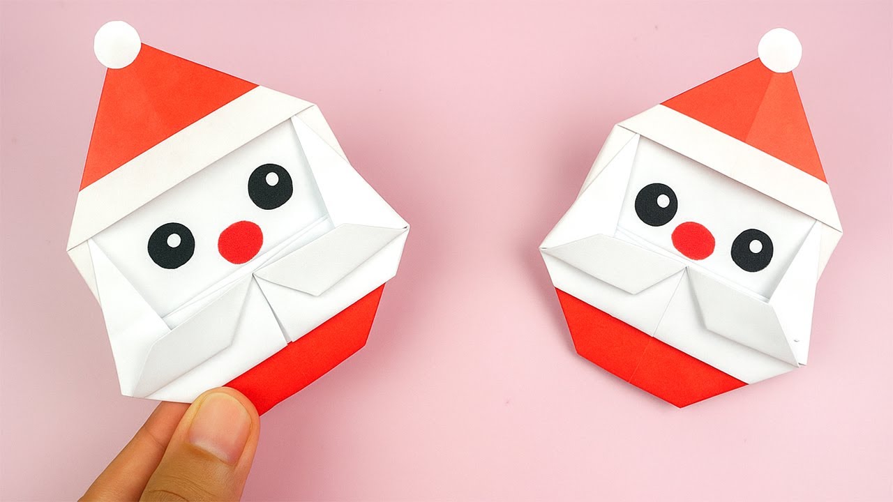 Origami Weihnachtsmann 🎅 - Weihnachtsmann aus papier basteln | Bastelideen f&uuml;r Weihnachten