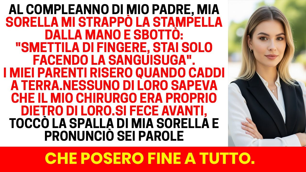 “Al compleanno di papà, mia sorella mi ha strappato la stampella e ha detto che stavo solo recitando