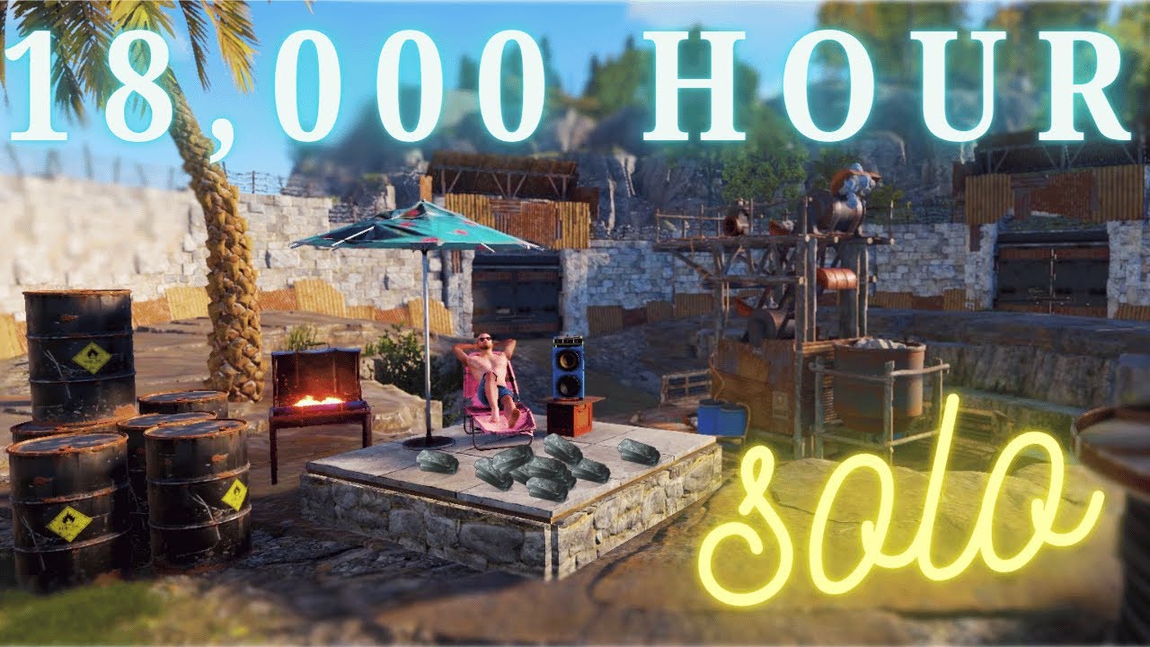 18,000 Hour SOLO defends QUARRY from THREE ZERGS - Rust.
