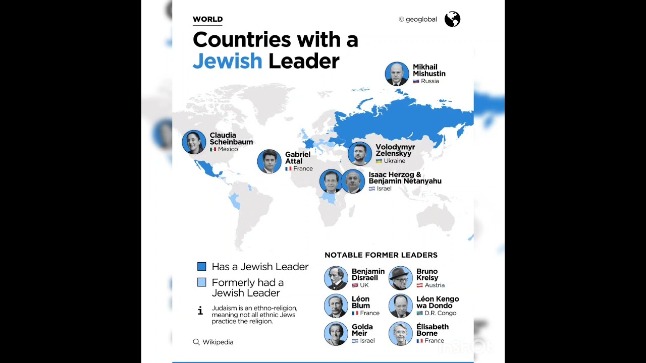 Countries with a Jewish Leader! #map #jewish #leaders #countries #youtubeshorts