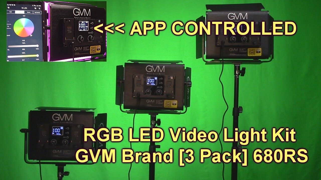 BEST RGB LED Video Light Kit GVM Brand [3 Pack] 680RS 50W LED Panel Lights & Stands & APP REVIEW