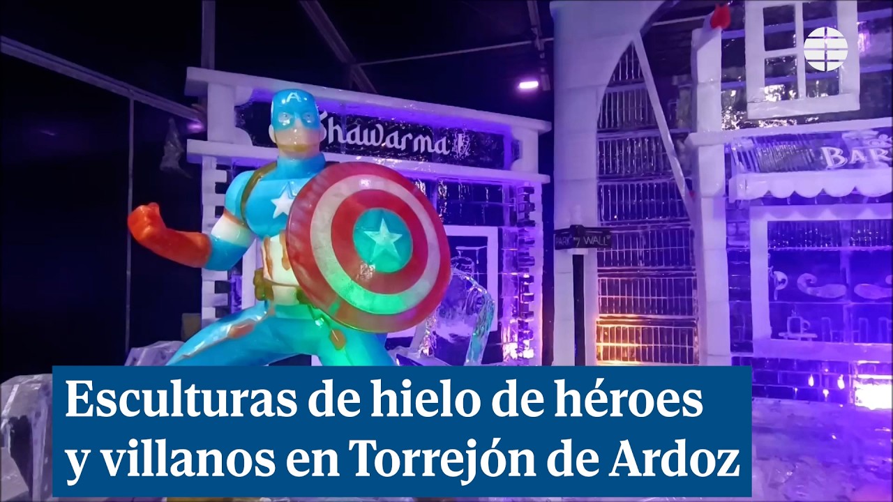 Esculturas de hielo de h&eacute;roes y villanos en Torrej&oacute;n de Ardoz