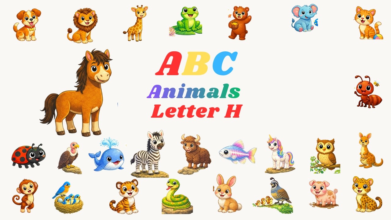 Животные зоопарка ABC, стр. 22, «H — значит лошадь» | Детская песенка для детей | Kid TV 365
