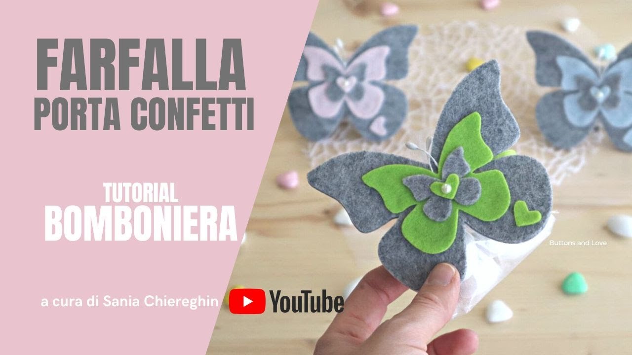 Farfalla in Feltro Calamita Idea Bomboniera Fai da te Facile e Veloce senza Cucire - Decorazione