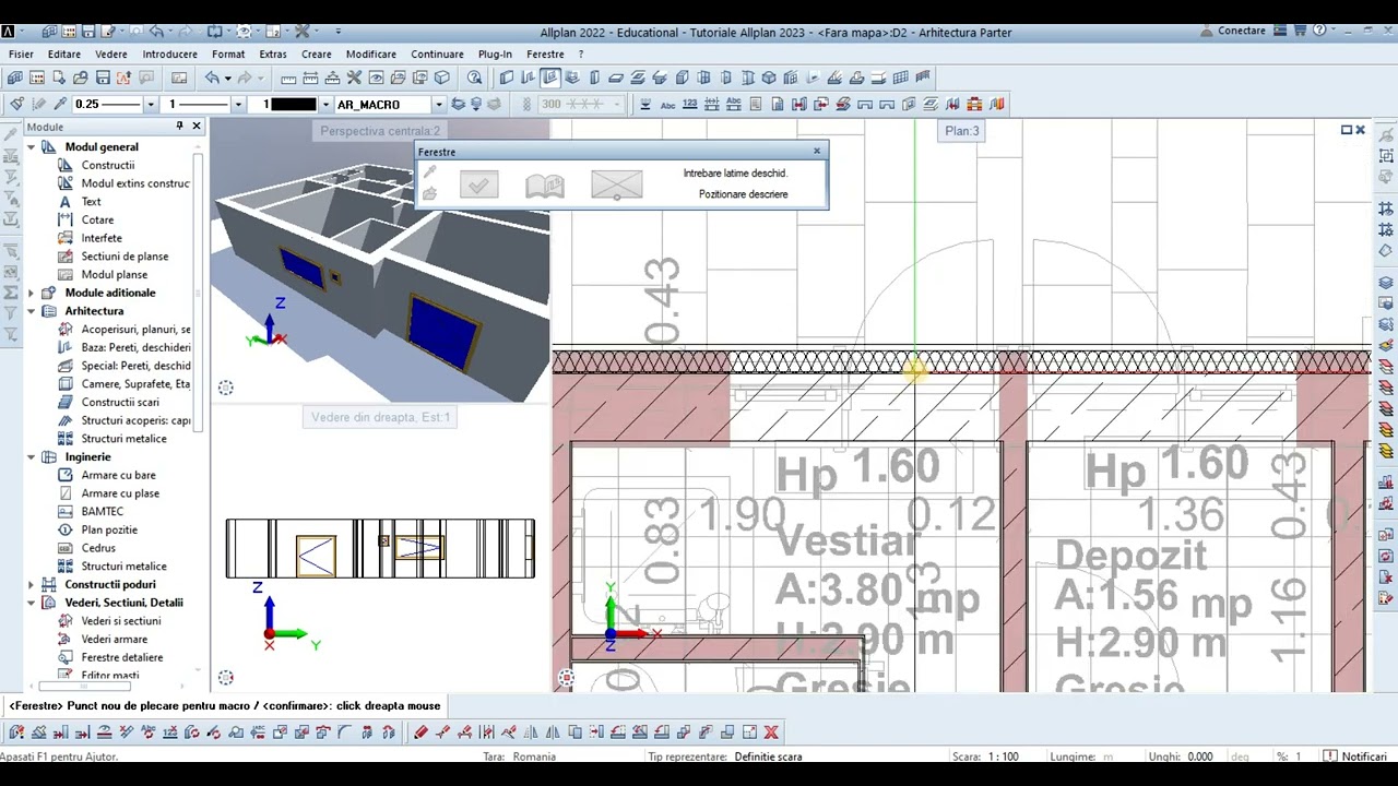 02. Tutorial Allplan 2022-Arhitectura cu Import DWG-Plan Parter-Pereti int.-Usi-Ferestre-p2
